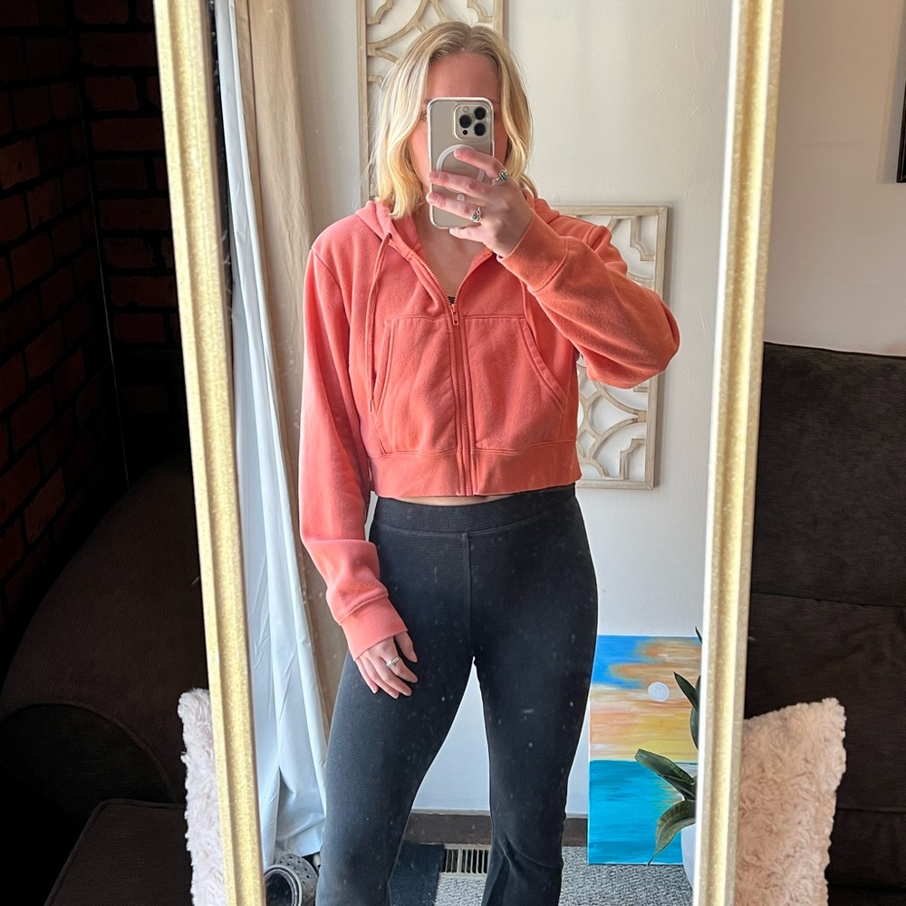 Coral Cropped Hoodie